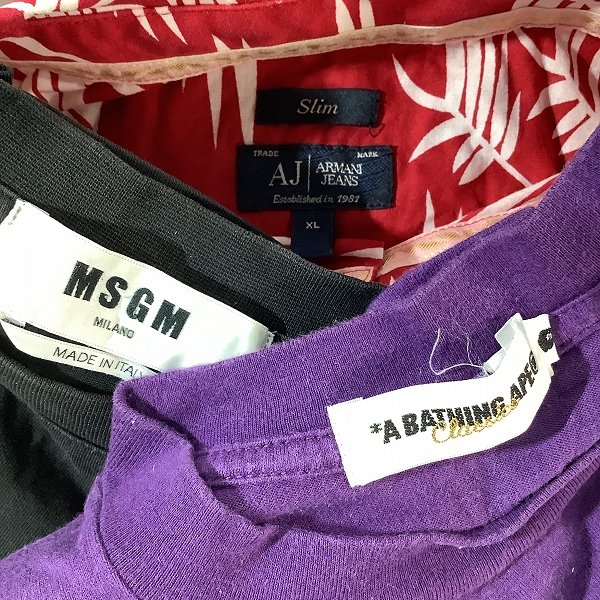 実際に弊社で買取させて頂いた【おまとめ】アルマーニ/アベイシングエイプ/エムエスジーエム 他 デニムジャケット/長袖シャツ/Tシャツ 等の画像 1枚目