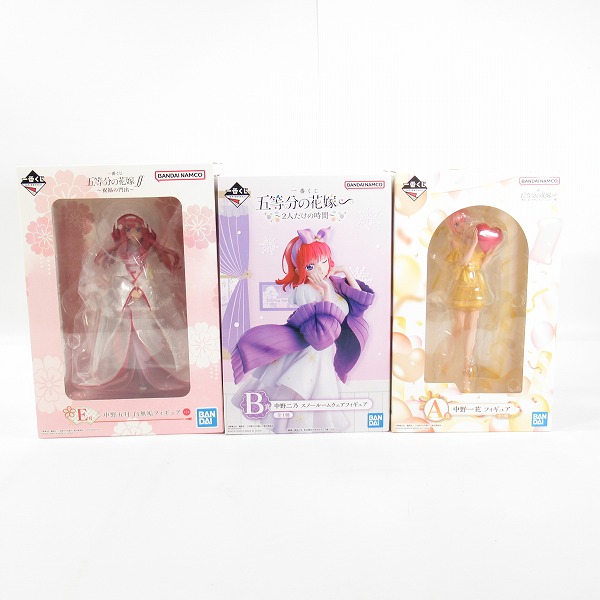 実際に弊社で買取させて頂いた 【未開封】一番くじ 五等分の花嫁 祝福の門出 五月/2人だけの時間 二乃/五つ子セレブレーション 一花 フィギュア 3点セット