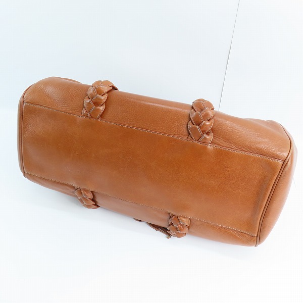 実際に弊社で買取させて頂いたBALLY/バリー 編み込み レザー ハンドバッグ/ボストンバッグ キャメル系の画像 2枚目