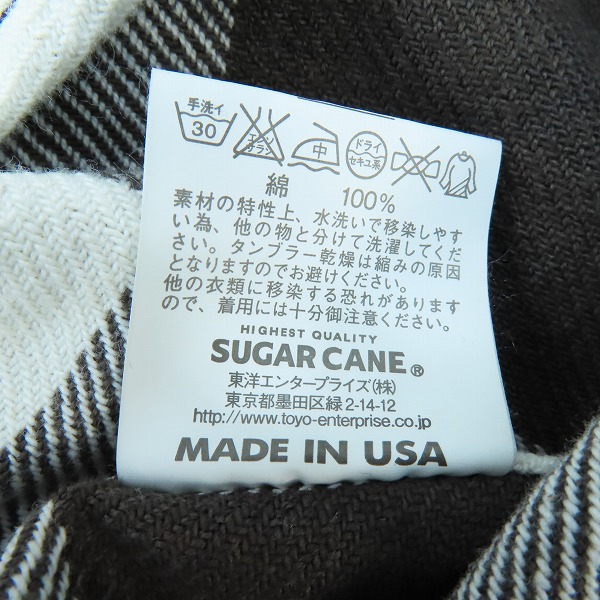 実際に弊社で買取させて頂いたSUGAR CANE/シュガーケーン チェック柄 長袖シャツ ホワイト×チャコールグレー系/Mの画像 4枚目