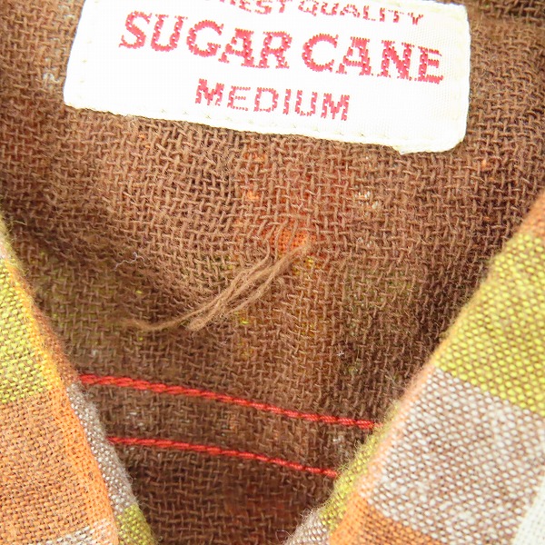 実際に弊社で買取させて頂いた【未使用】 SUGAR CANE/シュガーケーン チェック柄 半袖 ボタン シャツ オレンジ SC33402/Mの画像 4枚目