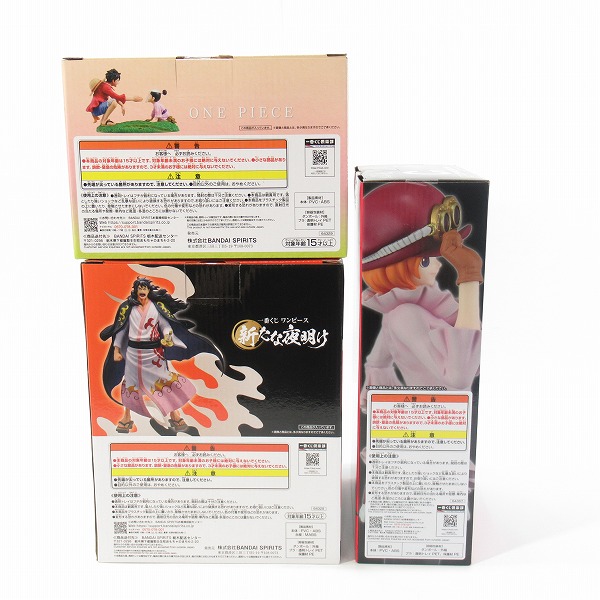 実際に弊社で買取させて頂いた【未開封】一番くじ ワンピース 新たなる夜明け将軍 モモの助/Revible Moment-ルフィ＆モモの助/革命の炎 コアラ 3点セットの画像 1枚目