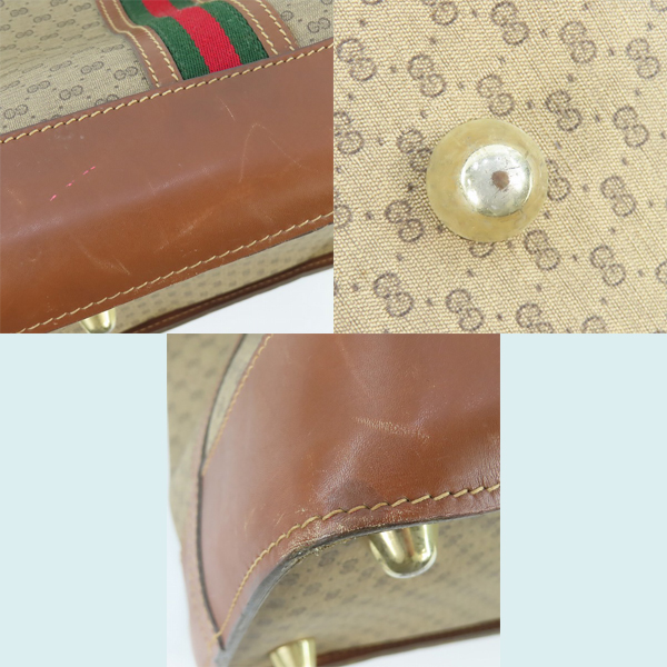 実際に弊社で買取させて頂いたGUCCI/グッチ オールドマイクロGG キャンバス レザー ボストンバッグ 012 24 0525 45の画像 7枚目