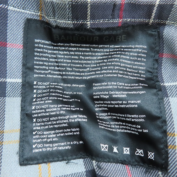 実際に弊社で買取させて頂いたBarbour/バブアー ワックスジャケット ビデイル メンズ オイルドコットン ワックス加工 MWX0018BK9150/C50/127CMの画像 3枚目