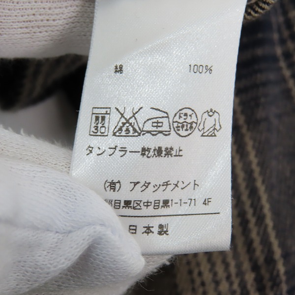 実際に弊社で買取させて頂いたKAZUYUKI KUMAGAI ATTACHMENT/カズユキクマガイアタッチメント チェック柄 長袖シャツ AS62-240/2の画像 3枚目