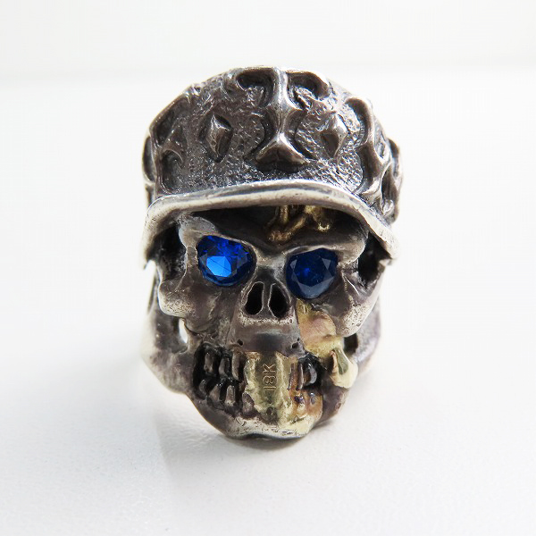 実際に弊社で買取させて頂いた【ギャラ付】トラヴィスワーカー FTW2013 ブラックヘルメット スカル リング w/ストーンアイズ ゴールドドリズラー 20.5-22号の画像 1枚目