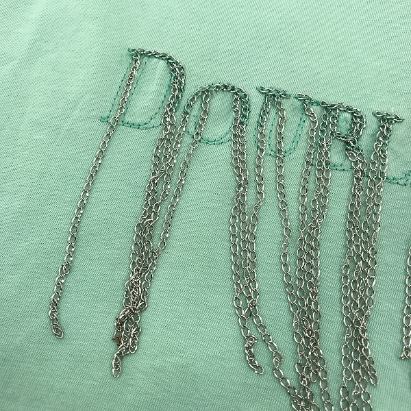 実際に弊社で買取させて頂いたdoublet/ダブレット  21SSCHAIN FRINGE EMBROIDERY T-SHIRTSチェーン 刺繍 ロゴTシャツ  21SS36CS174/Lの画像 5枚目