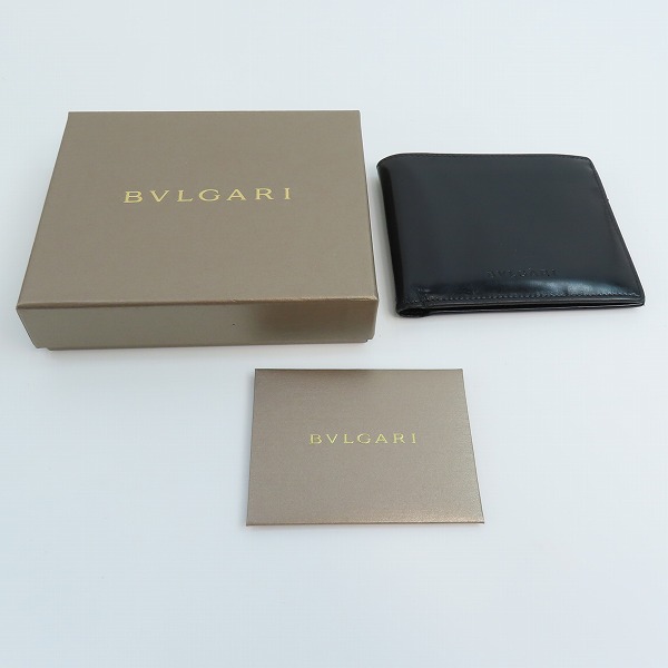 実際に弊社で買取させて頂いたBVLGARI/ブルガリ レザー二つ折り財布 ブラックの画像 7枚目