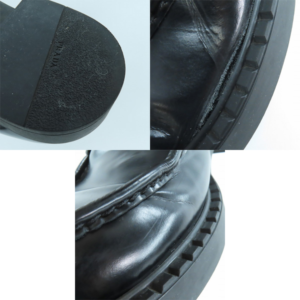 実際に弊社で買取させて頂いたPRADA/プラダ トライアングルロゴプレート チョコレートブラッシュドレザーローファーシューズ 2DE127/9.5の画像 7枚目