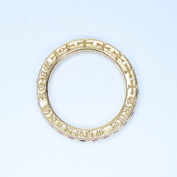 実際に弊社で買取させて頂いたCHROME HEARTS/クロムハーツ 22K TFL P SAP リング ｗ/ピンクサファイヤパヴェ 9号の画像 5枚目