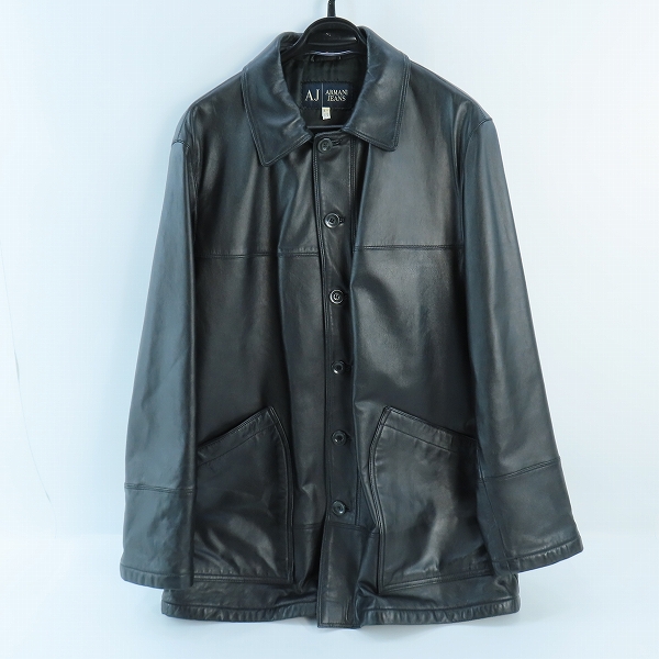 実際に弊社で買取させて頂いた【JPタグ】ARMANI JEANS/アルマーニジーンズ レザー カーコート ブラック/48