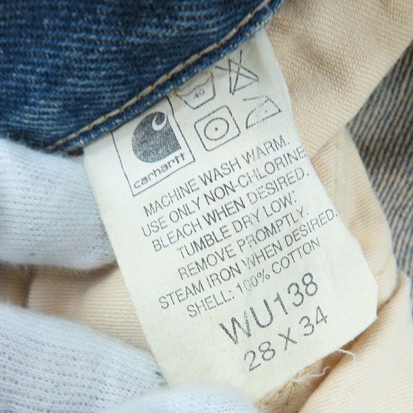 実際に弊社で買取させて頂いたCarhartt/カーハート WU138 ダブルニー ペインターパンツ/デニムパンツ/ジーンズ/28×34の画像 4枚目