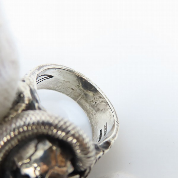 実際に弊社で買取させて頂いたCRAZY PIG DESIGNS/クレイジーピッグ スカル＆スネークリング/18.5-19.5号の画像 6枚目