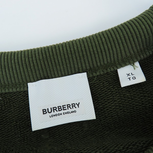実際に弊社で買取させて頂いたBURBERRY/バーバリー OAK LEAF/オークリーフ スウェット カーキグリーン系 CNSOUFOU1QUA /XLの画像 2枚目