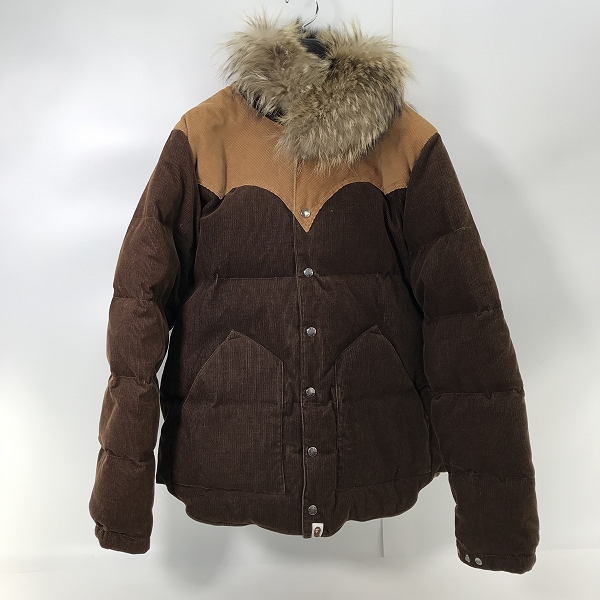 実際に弊社で買取させて頂いたA BATHING APE/アベイシングエイプ ラクーンファー コーデュロイ ダウンジャケット /XL
