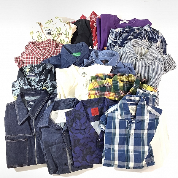 実際に弊社で買取させて頂いた【おまとめ】アルマーニ/アベイシングエイプ/エムエスジーエム 他 デニムジャケット/長袖シャツ/Tシャツ 等