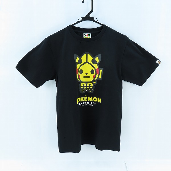 実際に弊社で買取させて頂いたA BATHING APE×Pokemon/アベイシングエイプ×ポケモン BABY MILO ピカチュウ Tシャツ ブラック M