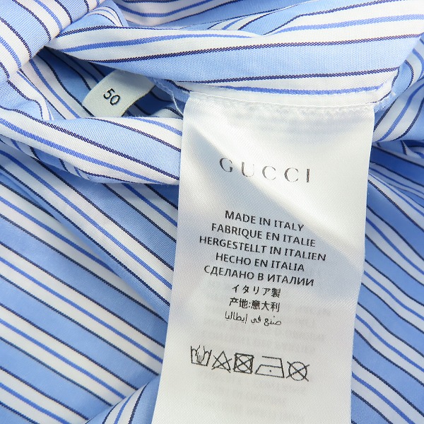 実際に弊社で買取させて頂いた【JPタグ】GUCCI/グッチ 18AW ストライプ/ハーフボタン オーバーサイズドシャツ 534786 Z375L/50の画像 3枚目