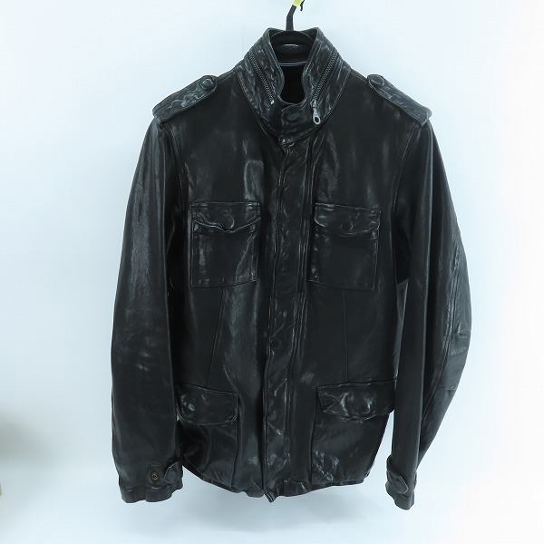 実際に弊社で買取させて頂いたBACKLASH/バックラッシュ イタリアショルダー製品染めM65レザージャケット/1254-09/M