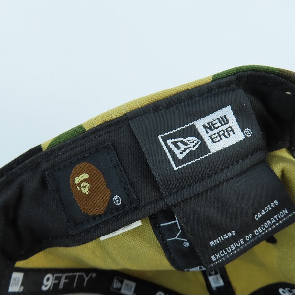 実際に弊社で買取させて頂いたBAPE×NEW ERA/アベイシングエイプ×ニューエラ カモフラ柄 9FIFTY スナップバック ベースボールキャップ Fの画像 5枚目