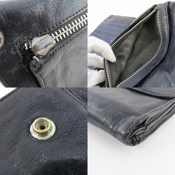 実際に弊社で買取させて頂いたCHROME HEARTS/クロムハーツ WAVE/ウェーブウォレット クロスボタン 財布の画像 9枚目