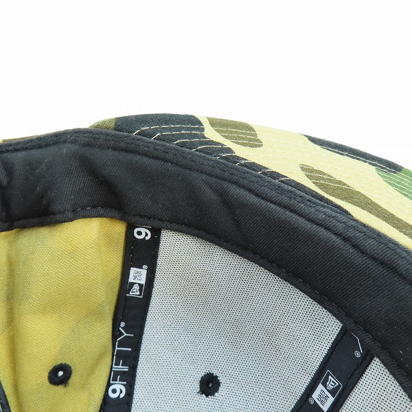 実際に弊社で買取させて頂いたBAPE×NEW ERA/アベイシングエイプ×ニューエラ カモフラ柄 9FIFTY スナップバック ベースボールキャップ Fの画像 8枚目