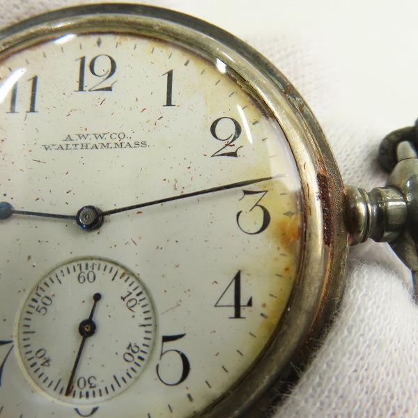実際に弊社で買取させて頂いた【ジャンク】A.W.W.Co WALTHAM MASS/ウォルサム ヴィンテージ懐中時計 SILVER925ケースの画像 7枚目