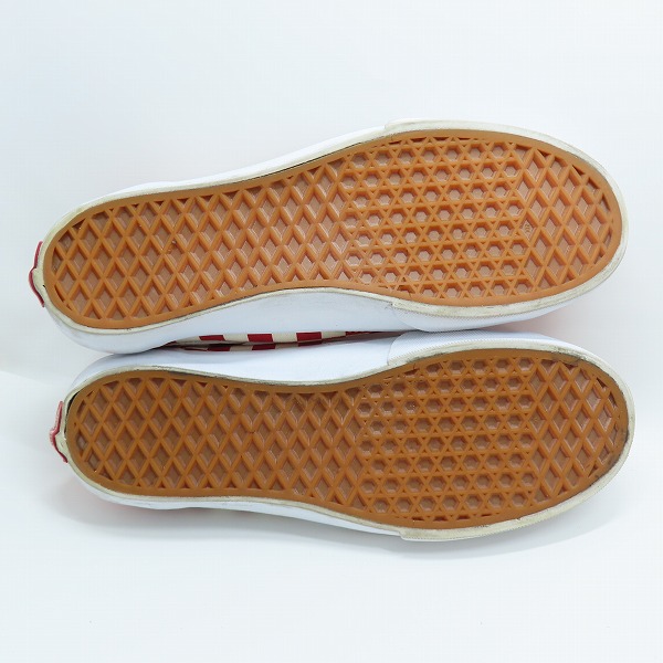 実際に弊社で買取させて頂いたVANS バンズ OFF THE WALL/オフ ザ ウォール ブロックチェック ローカットスニーカー レッド T375/8の画像 2枚目