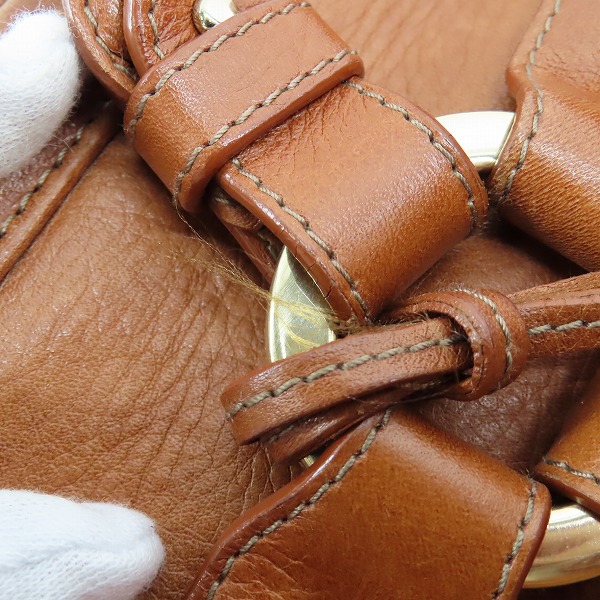 実際に弊社で買取させて頂いたBALLY/バリー 編み込み レザー ハンドバッグ/ボストンバッグ キャメル系の画像 8枚目