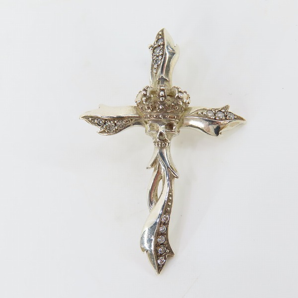 実際に弊社で買取させて頂いたJustinDavis/ジャスティンデイビス JD×HU St.Patrick D0.12/925 スカル＆クロス Pendant/ペンダント トップ/SPJ505の画像 1枚目