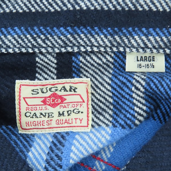 実際に弊社で買取させて頂いた【未使用】 SUGAR CANE/シュガーケーン TWILL CHECK WORK SHIRT/ツイルチェック ワークシャツ/ネルシャツ ブルー SC28740/Lの画像 2枚目