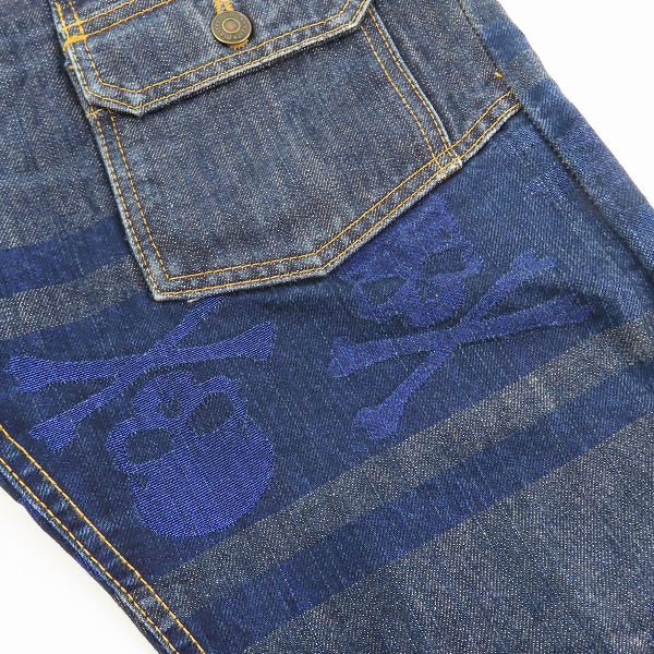 実際に弊社で買取させて頂いたmastermind JAPAN/マスターマインド 11AW/mindblow期 ブルースカル刺繍 ダブルウエスト ブッシュパンツ MZ-PA03-00-1/Mの画像 4枚目