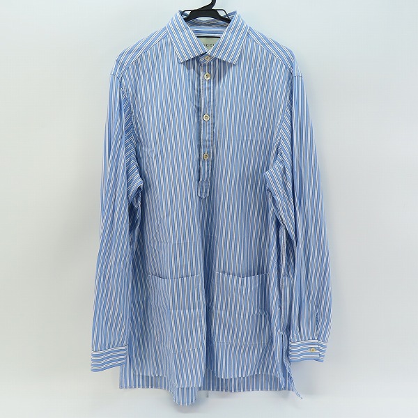 実際に弊社で買取させて頂いた【JPタグ】GUCCI/グッチ 18AW ストライプ/ハーフボタン オーバーサイズドシャツ 534786 Z375L/50