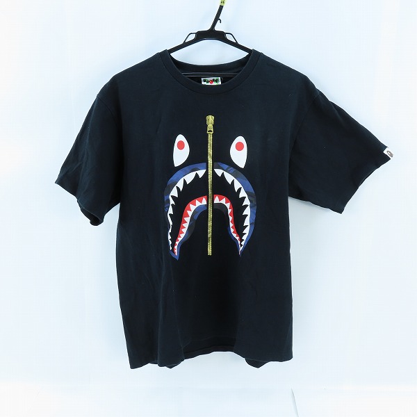 実際に弊社で買取させて頂いたA BATHING APE/アベイシングエイプ サルカモ シャーク ジップ/ZIP プリント コットン 半袖Tシャツ ブラック L