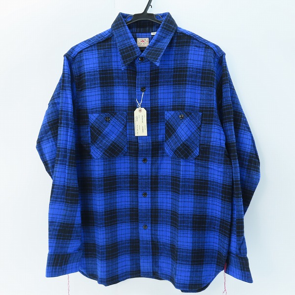 実際に弊社で買取させて頂いた【未使用】 SUGAR CANE/シュガーケーン TWILL CHECK WORK SHIRT/ツイルチェック ワークシャツ/ネルシャツ ブルー SC28747/L