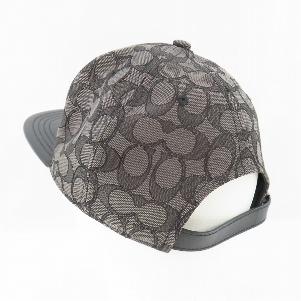 実際に弊社で買取させて頂いたCOACH/コーチ シグネチャー柄 ロゴワッペン キャップ 帽子 ブラック/ダークグレーの画像 2枚目