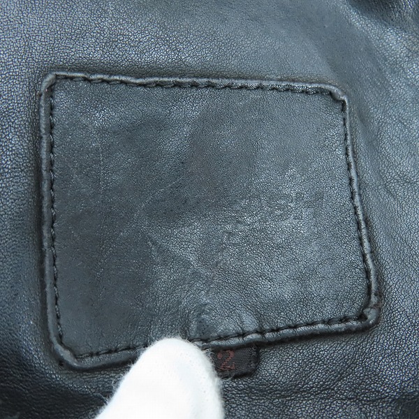 実際に弊社で買取させて頂いたBACKLASH/バックラッシュ イタリアショルダー製品染めM65レザージャケット/1254-09/Mの画像 4枚目