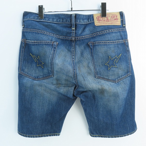 実際に弊社で買取させて頂いたA BATHING APE/アベイシングエイプ デニム ハーフパンツ スター刺繍/Mの画像 1枚目
