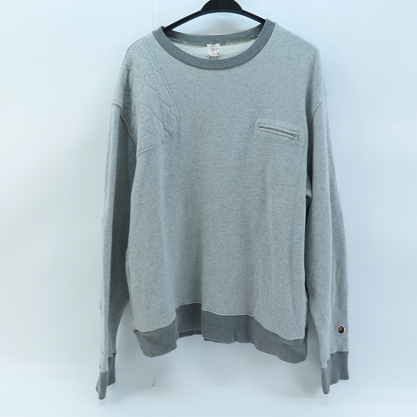 実際に弊社で買取させて頂いたA BATHING APE/アベイシングエイプ 胸ポケットデザイン  スウェット グレー/L