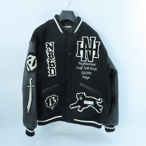 実際に弊社で買取させて頂いたNEIGHBORHOOD/ネイバーフッド 23AW STADIUM JACKET/スタジアムジャケット ワッペン袖レザー切替 232SZNH-JKM03/M