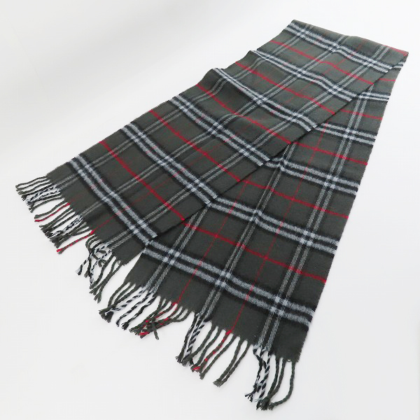 実際に弊社で買取させて頂いたBurberrys/バーバリーズ ノバチェック柄 ウールマフラー ダークグレーの画像 1枚目