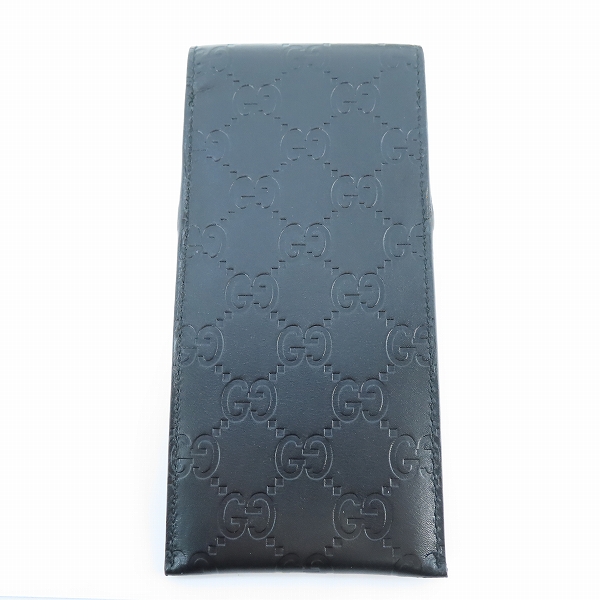 実際に弊社で買取させて頂いたGUCCI/グッチ シマブラックレザー GG柄 ポーチ/ペンケースの画像 1枚目