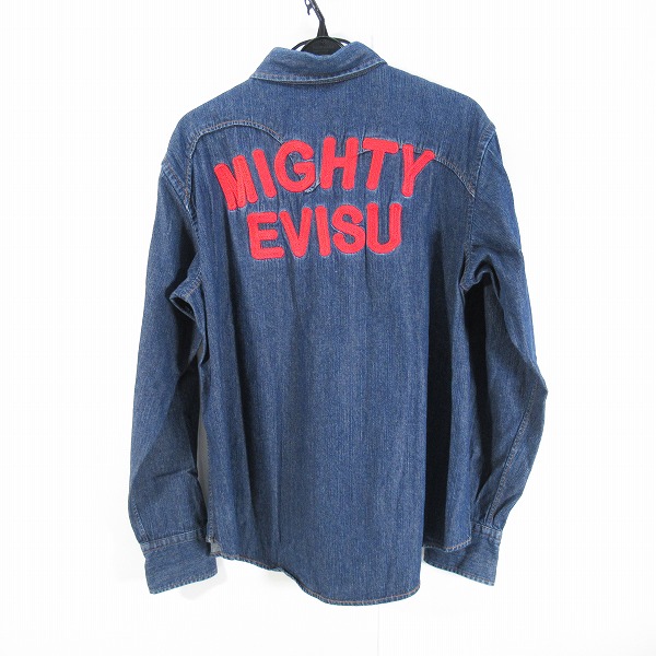 実際に弊社で買取させて頂いたEVISU/エヴィス MIGHTY EVISU刺繍 デニム ウエスタン シャツ/40の画像 1枚目