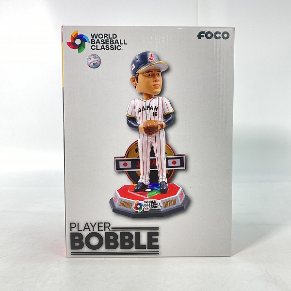 実際に弊社で買取させて頂いたFOCO PLAYER BOBBLE ボブルヘッド  WBC 2023 大谷翔平 投手 ホームユニフォーム 侍ジャパン 首振り フィギュア