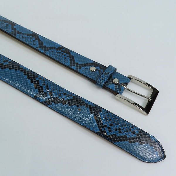 実際に弊社で買取させて頂いたWACKO MARIA/ワコマリア GUILTY PARTIES PYTHON LEATHER BELT/パイソンレザーベルト ブルー 36の画像 2枚目