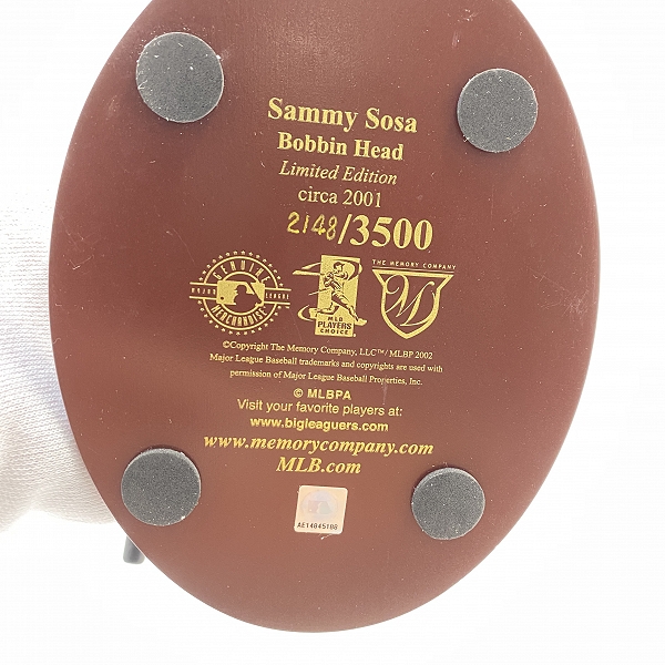 実際に弊社で買取させて頂いたTHE MEMORY COMPANY Sammy Sosa ボブルヘッドフィギュア リミテッドエディション 3500体限定の画像 3枚目