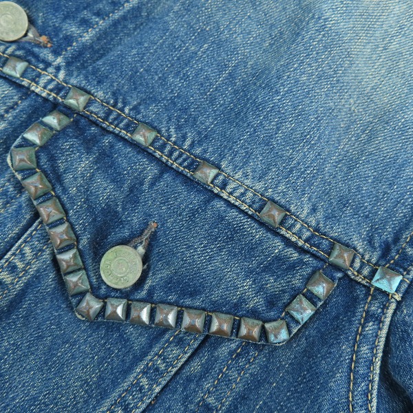 実際に弊社で買取させて頂いたHYSTERIC GLAMOUR/ヒステリックグラマー スタッズ デニムジャケット 0201AB08/L の画像 6枚目