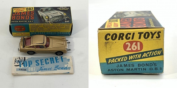 実際に弊社で買取させて頂いたCORGI TOYS/コーギートイズ 1/43 007 ゴールドフィンガー ASTON MARTIN D.B.5 ＃261/アストンマーティン ゴールド ミニカーの画像 9枚目
