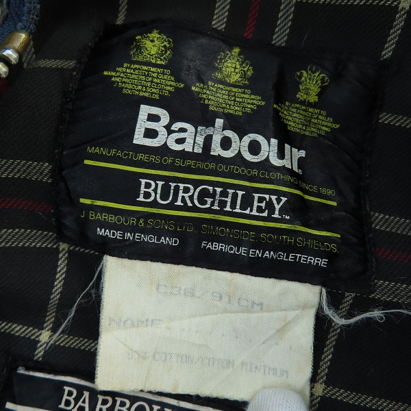 実際に弊社で買取させて頂いたBarbour/バブアー ヴィンテージ BURGHLEY/バーグレー オイルド ロングコート/36の画像 3枚目