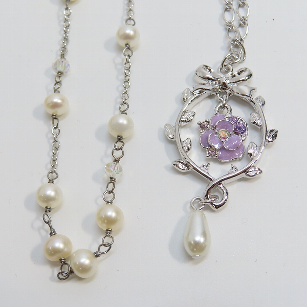 実際に弊社で買取させて頂いたANNA SUI/アナスイ ローズトップ/パール ネックレス/イヤリング/ブレスレット 4点セットの画像 2枚目